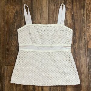 Vintage Lilly Pulitzer Womens Danika Cotton Silk Lined Eyelet Sleeveless Blouse